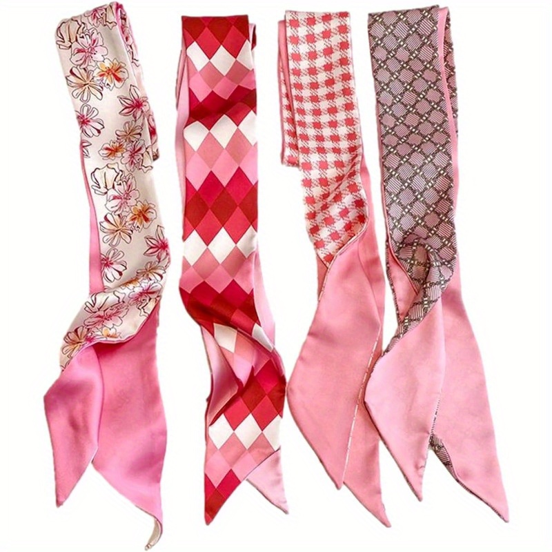 TEMU 4pcs Purse Scarf For Bags Polyester Head Scarf For Hair Handbag Women Scarfs Band Hair Neck Scarves Fashion Gifts, 04
