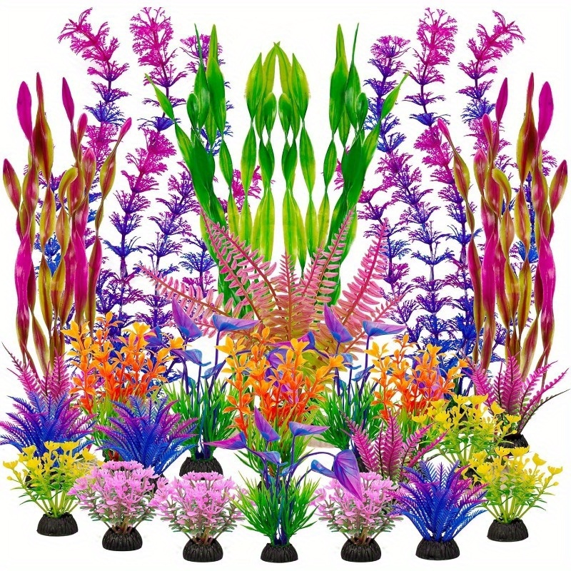 

25 pièces de plantes artificielles en PVC - poissons combattants et poissons rouges, de aquascaping en plastique durables aquariums d'eau et d'eau de mer