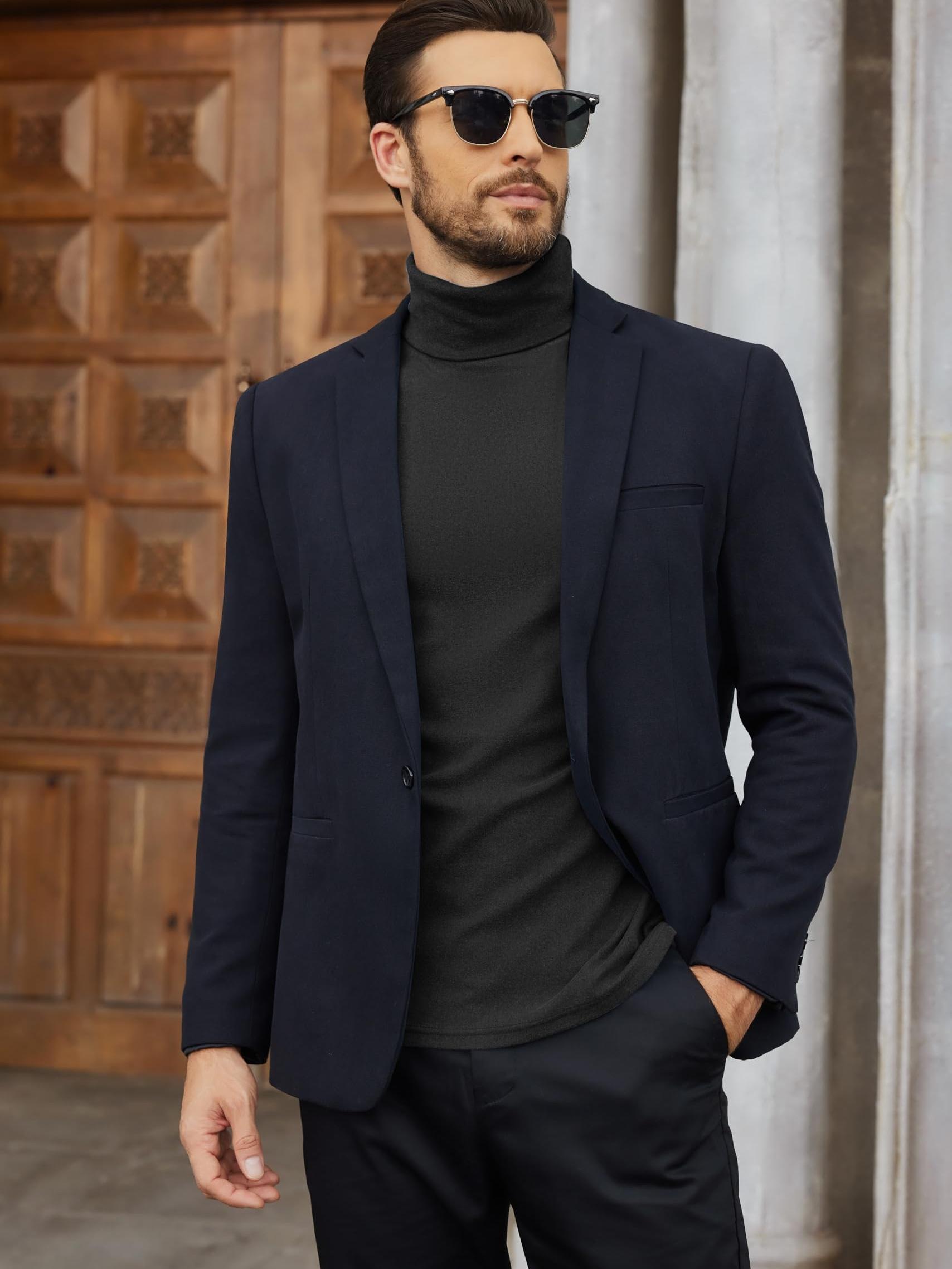 High Neck T Shirt With Long Blazer *'s Turtle Neck Shirts High