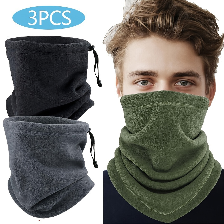 

3-pack Sports Neck Gaiters With Adjustable Drawstring, Winter Fleece Windproof Neck Warmer For Cold Weather, Warmlock Acrylic & Spandex Ski Mask Scarf