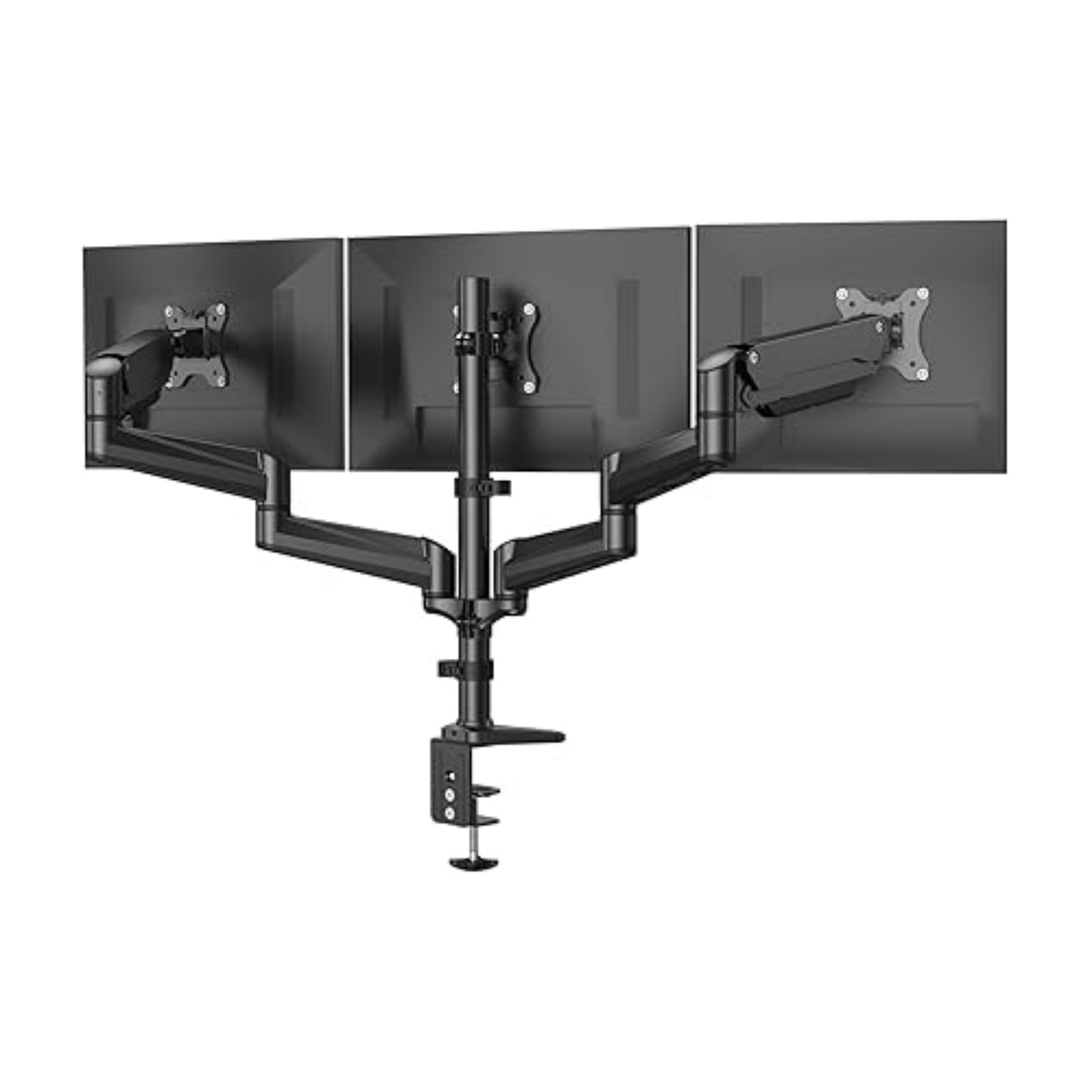 TEMU Triple Monitor Stand - Height Adjustable Gas Spring Monitor Mount Arm, Fits 3 Computer Screens 17 To 32 Inch With Clamp/ Grommet Mounting Base,
