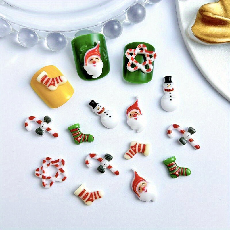 

Ensemble de 35 pièces de décorations de Noël en résine pour art de nail - 3D de Père Noël, et canne à , accessoires de nail et de cheveux DIY, décoration alcool