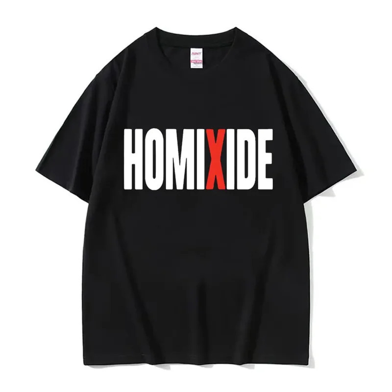 

Rapper Homixide Graphic Print Tee Shirt Unisex Fashion Hip Hop Style T Shirt Men's Casual Cotton Oversized Short Sleeve T-shirts