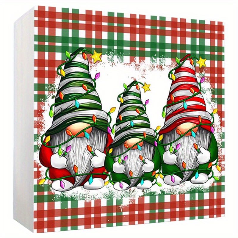 

Christmas Gnome Trio Wall Art - Festive Farmhouse Pvc Decor Sign, Non-electric Seasonal Accent, No Feathers, Holiday & Winter Celebrations, Tabletop Display For Home & Office