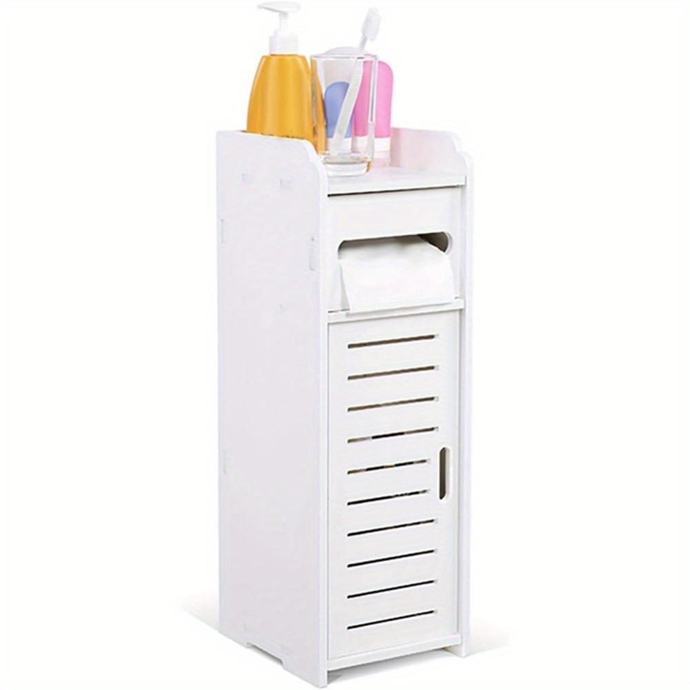 TEMU White Wooden Bathroom Cabinet Toilet Storage Saver - , Non-, And - Ideal For Bathroom Use (small)
