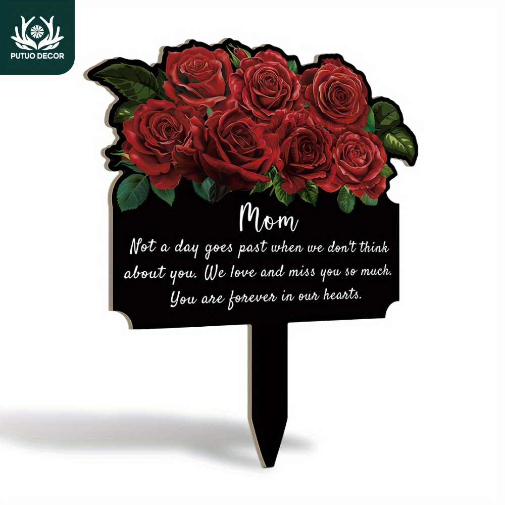 

Putuo Decor Memorial Garden Stake For Mom - Manufactured Wood Outdoor Clip Ornament With Quote - Weather-resistant Remembrance Plaque For Home, Garden, Lawn, Patio - Universal Holiday Gift, 1pc