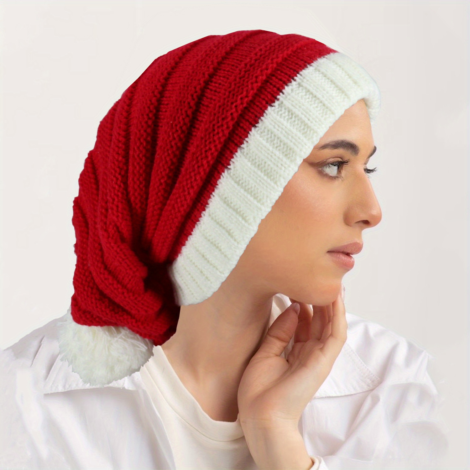 

Santa Claus Hat - Cozy Knit Elf Cap For Christmas, & Stretchy Fit, Holiday Parties