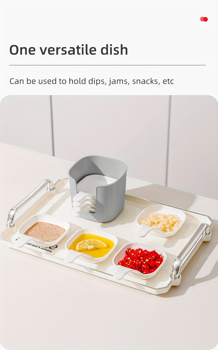 7pcs Set, Sauce Dishes, Food Sauce Dishes, Dipping Sauce Dish Set, Food Storage Containers, Steak Sauce Dish, Seasoning Dish, Cheese Sauce Bowl, Fruit Dish, Snack Dish, Creative Tomato Sauce Dish, Dipping Dish, Kitchen Supplies, Restaurant Supplies, Spoon Holder, Spoon Storage, Multifunctional, Condiment Dish
