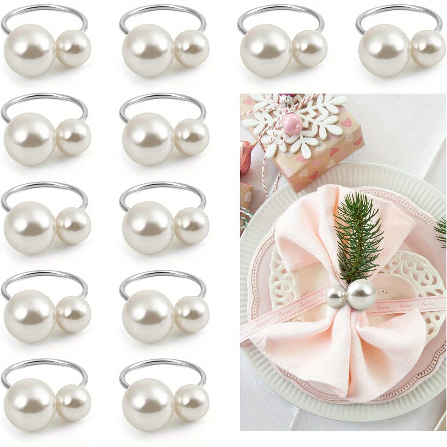 E-shop Dekorative Serviettenringe aus Metall - 12 Stk./Set, Elegante Kerzenhalter-Dekoration, Geeignet für Esstische, Hochzeiten und - Das perfekte