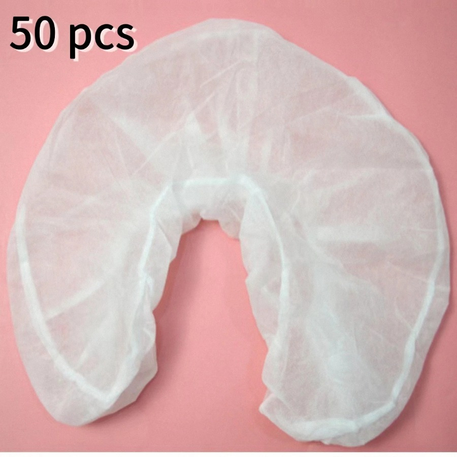 50pcs/ Pack Headrest Covers Fitted Disposable Massage Face Rest Cradle Covers U-shaped Pillowcase Elastic Non-woven