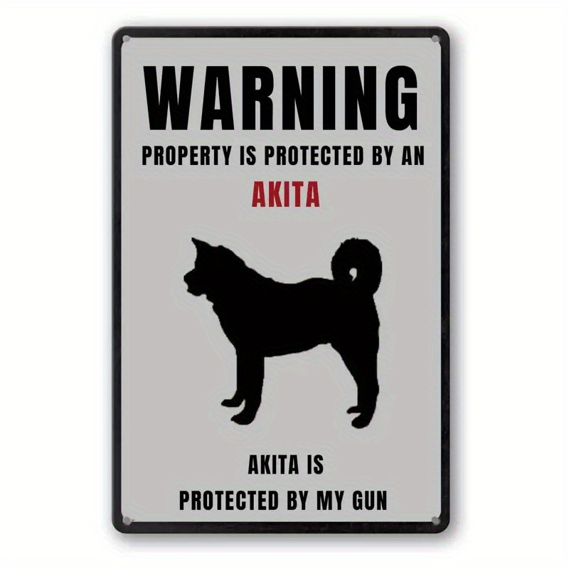 

Funny Akita Dog Warning Sign: 8x12 Inch (20x30cm) Metal Wall Decoration - High Quality, Rust-proof, Uv Ink, And Easy Installation