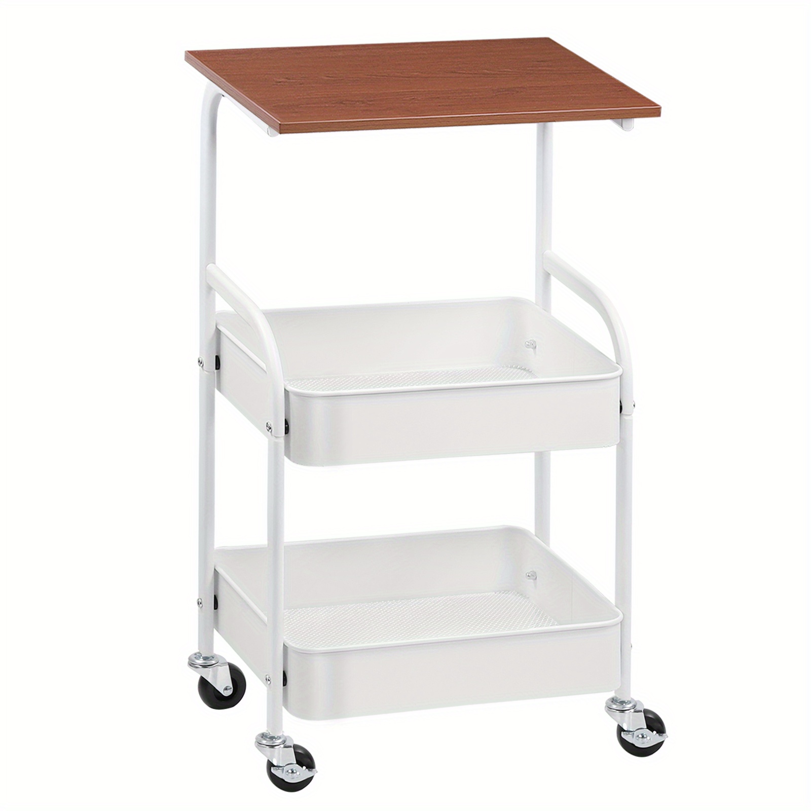 

3-tier Rolling Printer Stand, Laser Printer Cart With Lockable Wheels For Scanner Microwave, Multifunctional Storage Trolley For Office, Kitchen, Metal Frame, Mesh Baskets