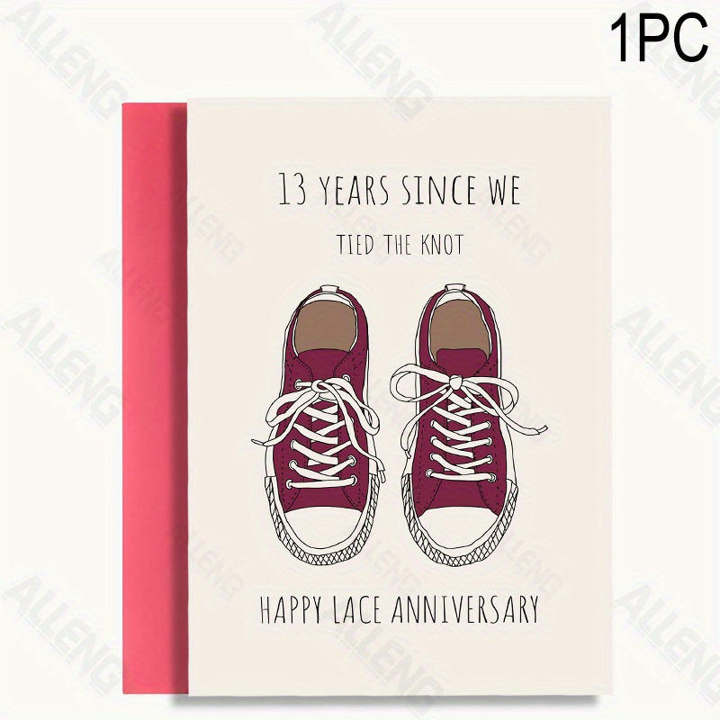 TEMU 1pc Alleng 13th Wedding Anniversary Card, Lace Anniversary Greeting Card For Husband Wife, Happy Anniversary Card Gift For Him Her