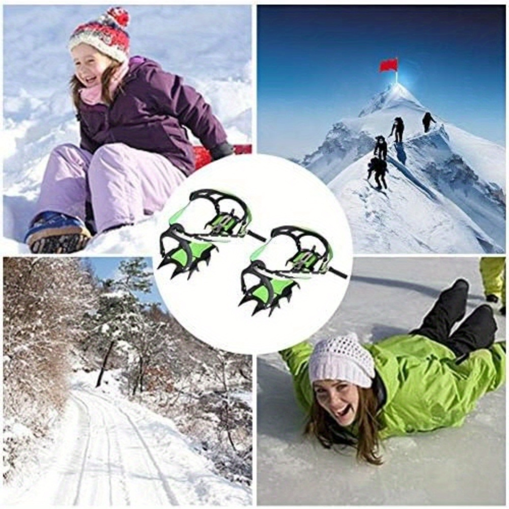 

1 Pair 14 Spikes Traction Cleats Grips Crampons For Hiking Fishing Jogging Mountaineering Walking