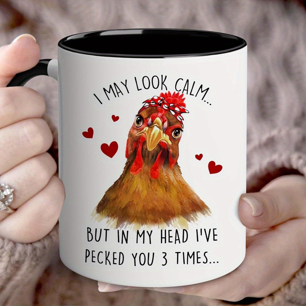 

Chicken Mug - Funny Gifts For Mom Dad, Men Women, I May Look Calm Mug 11oz