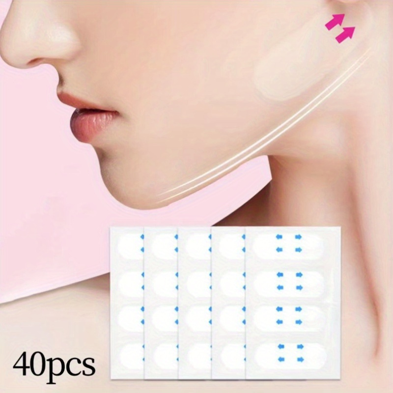 

40pcs Shaping Facial Lift Tape - Instant Invisible Neck And Chin Lifting Patch Set With Strong Elasticity, Unscented Other Materials Adhesive - Facial Strips For A Slimmer Profile