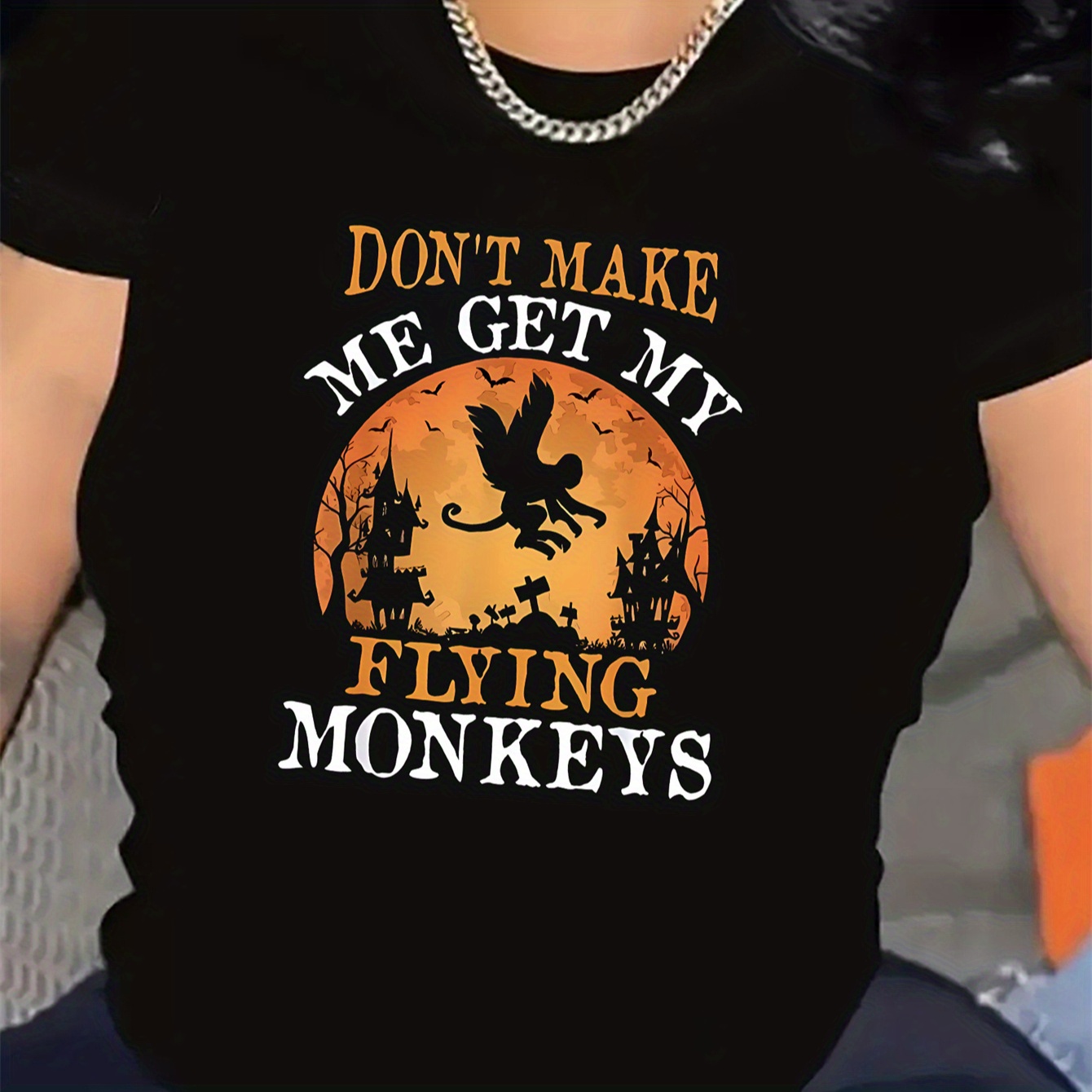 

Women's Flying Monkey Graphic Tee - Breathable, Stretchy Casual Sports T-shirt With Crew Neck, Short Sleeves - Comfort Fit