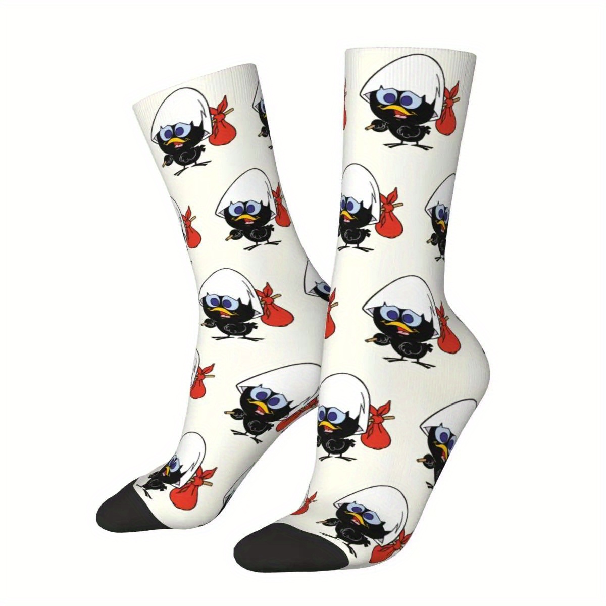 

1 Pair Of Fun Cartoon 3d Printed Novelty Socks - Seamless, Breathable Polyester For