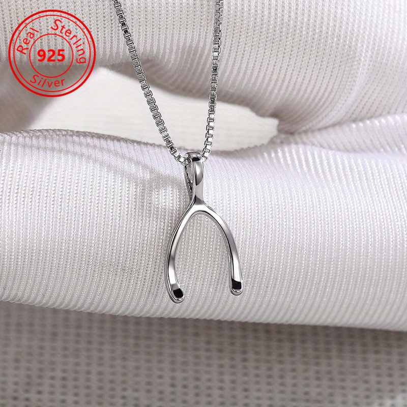 

1pc Of 925 Sterling Silvery Y-shaped Pendant Necklace - Men's Party Jewelry, Daily Casual Accessories, Gift