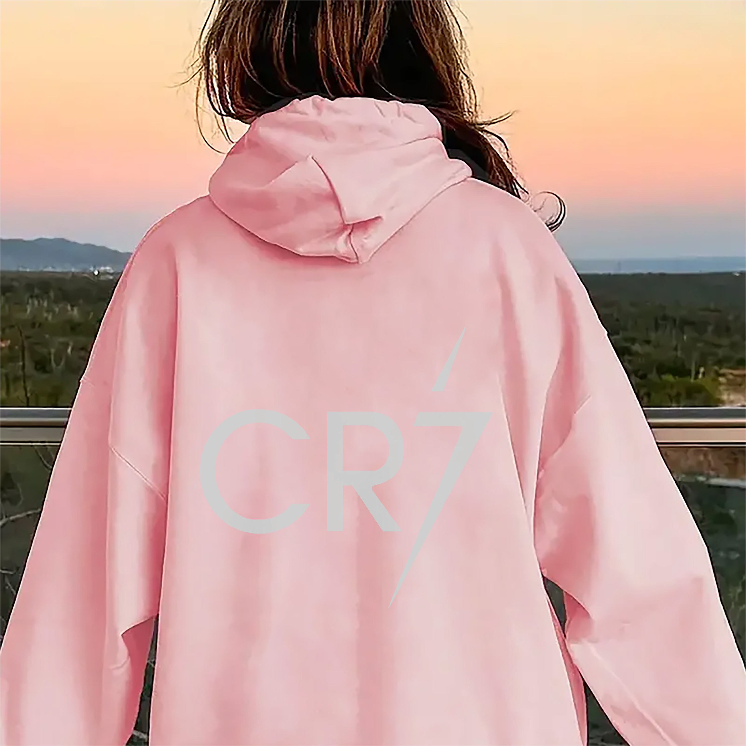 

Cr7 Hooded Long Sleeve Pocket Sweatshirt Print Pullover Casual Hoodie For Women, Fall & Winter, For