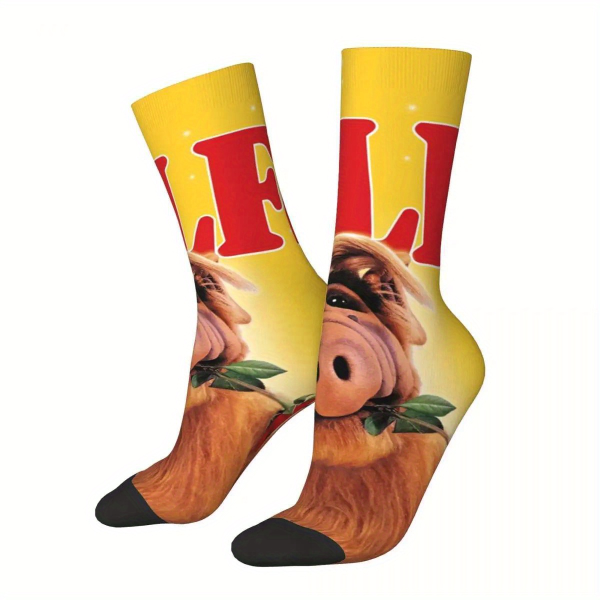 

1 Pair Of Seamless 3d Cartoon Print Novelty Socks - Breathable Polyester , Stretchy & Comfortable