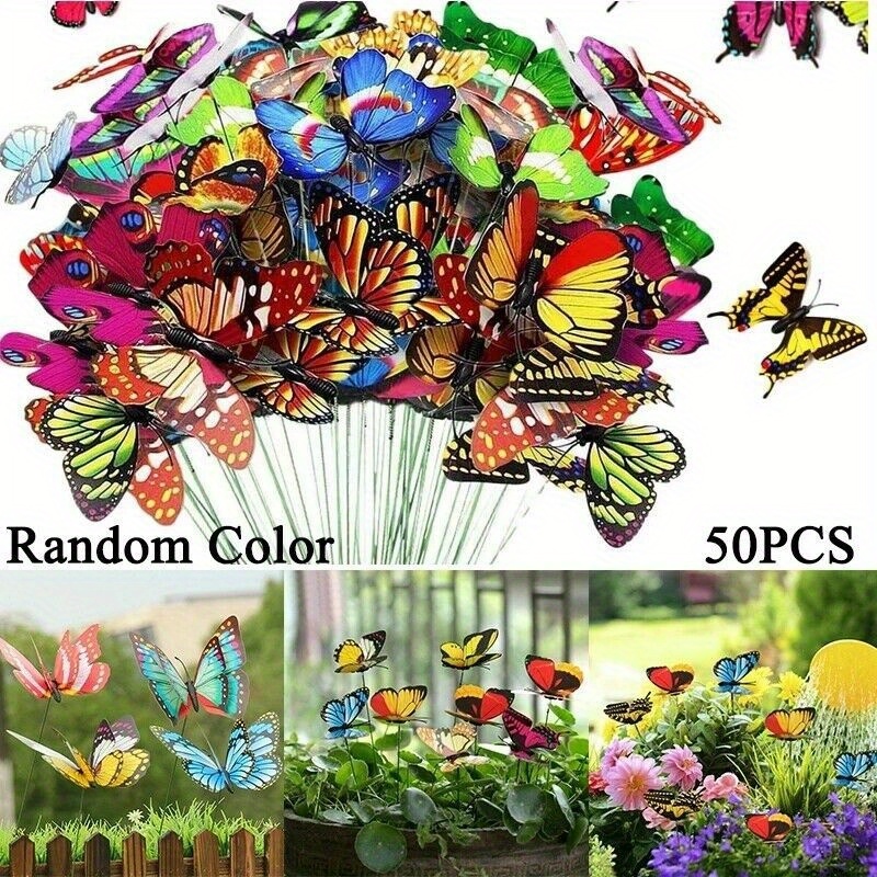 

50pcs Vibrant 3d Stakes - Assorted Colors, No-battery Needed, Insert Design For Outdoor Lawn & Flowerbed Decor, Ideal For Thanksgiving & Landscaping, Decorations