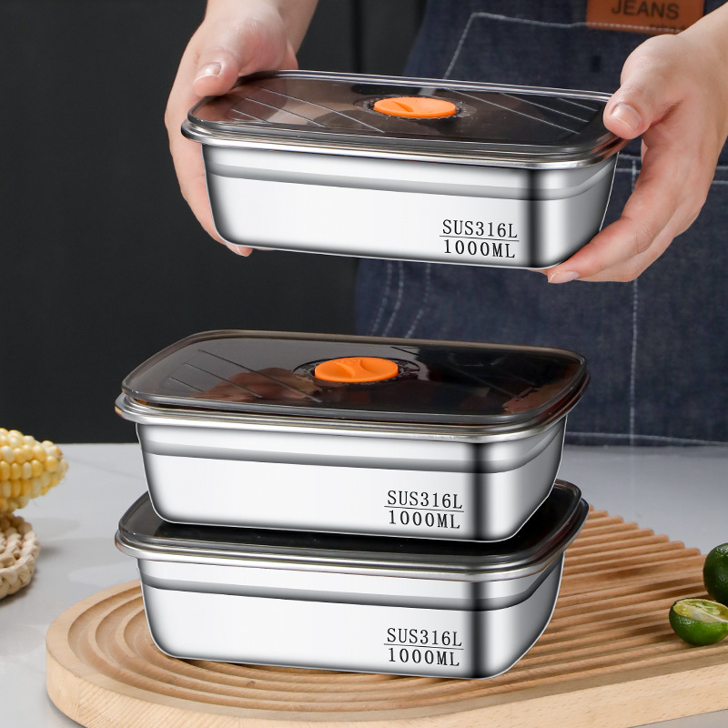 

Steel Food Storage Container, Microwave-safe Lunch Box, Food-grade, Suitable For Home And Refrigerator Meal Prep, With A Lid For Office Bento.