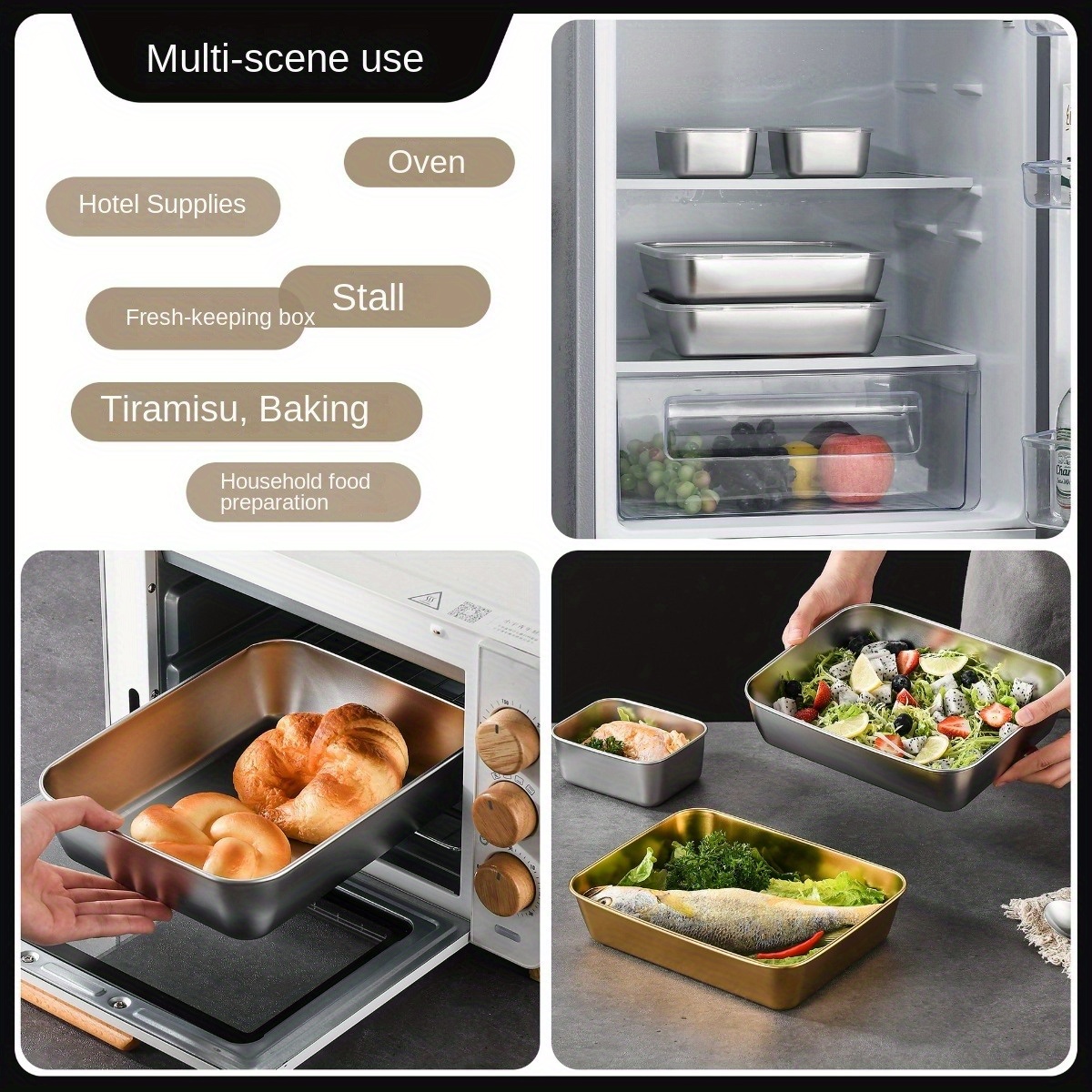 stainless steel food storage containers set bpa free sealable kitchen organizer for home and outdoor use multi purpose rectangular fresh keeping boxes with   lids hand wash ideal for meal prep refrigerator organization and picnics details 1