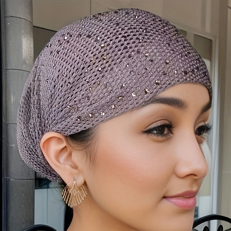 

Elegant Women's Knitted Headwrap With Rhinestone Embellishments - Soft, Elastic, And Comfortable For Daily Wear And Special Occasions