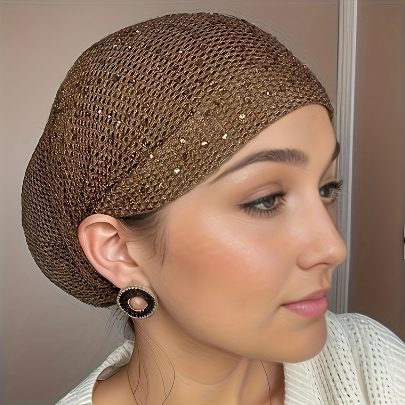 TEMU Elegant Women's Knitted Headwrap With Rhinestone Embellishments - Soft, Elastic, And Comfortable For Daily Wear And Special Occasions