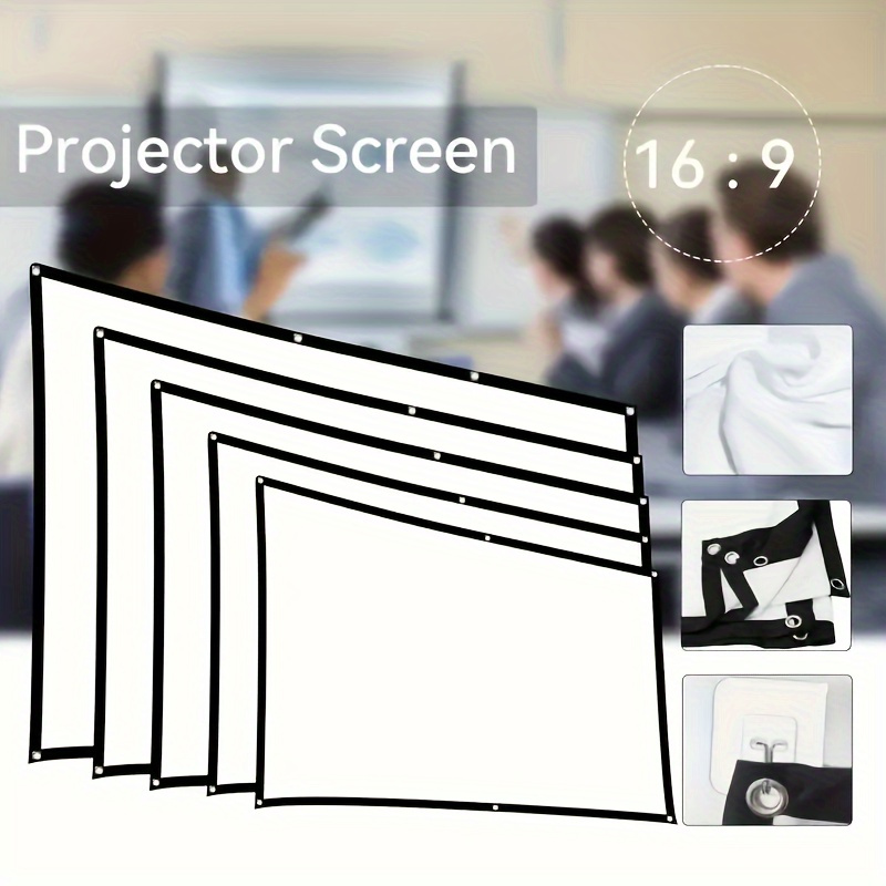 

16:9 Hd Portable Projector Screen For 3d Movies, Wall-mounted White Movie Screen (84" & ") - Home Theater, Ktv, And Outdoor , Polyester Material, Projector For Movies On Wall