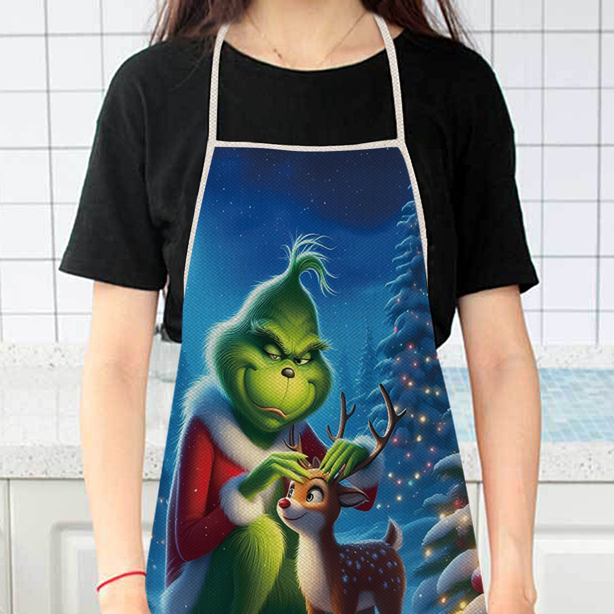 

Waterproof Cartoon Apron - Durable Polyester, Perfect For Cooking, Baking & Restaurant Service