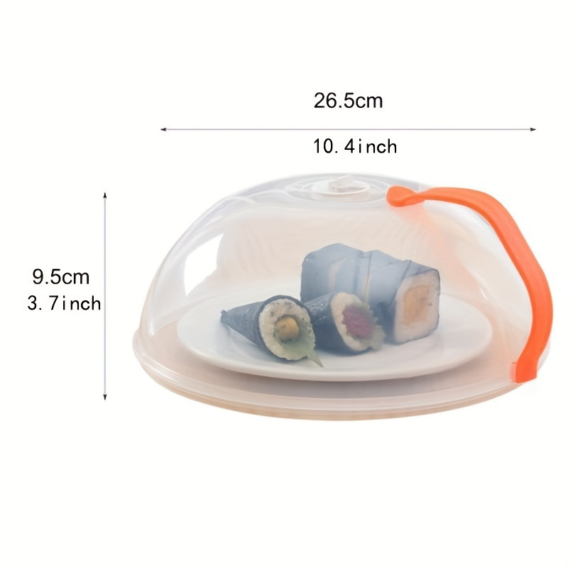 1pc   abs microwave splatter guard transparent with orange handle steam vents for   cooking       ideal for home commercial use   professional food details 2