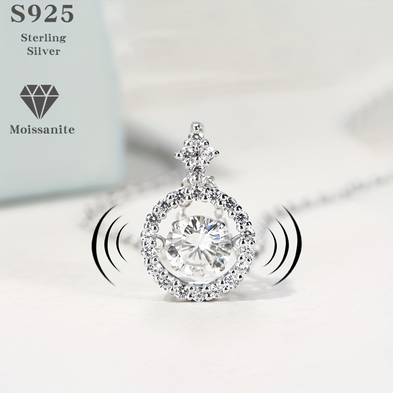 

1 0.8 Carat Moissanite Sterling Ladies Pendant Necklace, Single Moissanite Beating Heart Pendant Necklace, Christmas New Year Gift