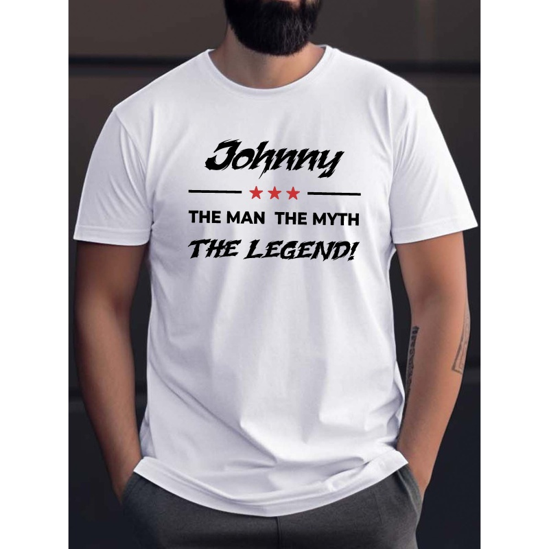 

T-shirt en polyester tricot casual pour homme de Johnny The Legend - T-shirt à col rond avec un d'élasticité, imprimé de motif géométrique, manche courte et ajustement régulier pour l'été