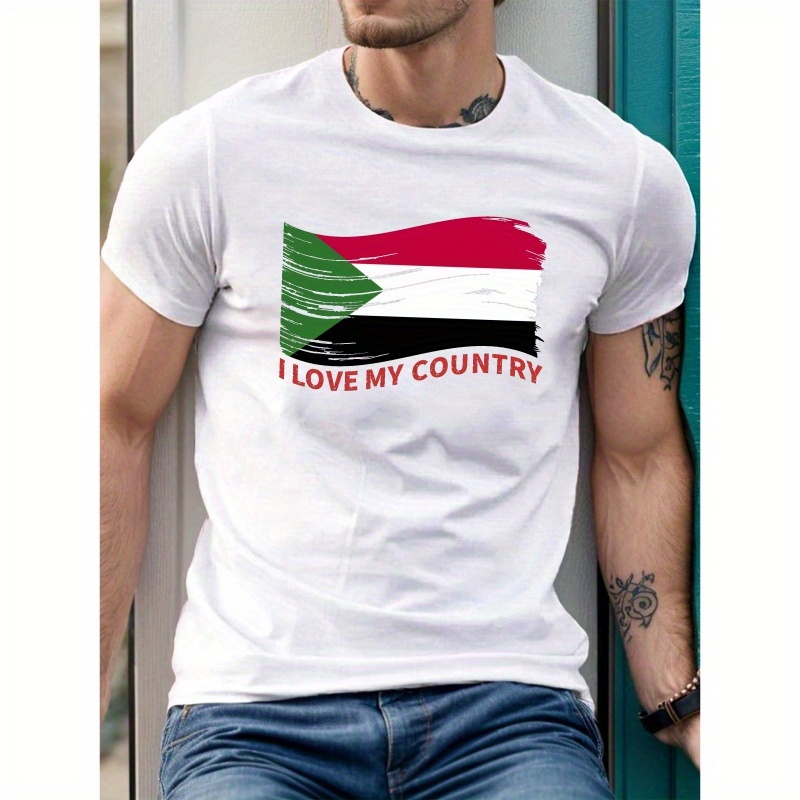 

T-shirt d' patriotique du - T-shirt décontracté en polyester avec col rond et motif géométrique, tissu tricoté léger pour adulte avec ajustement régulier et légère élasticité pour l'été