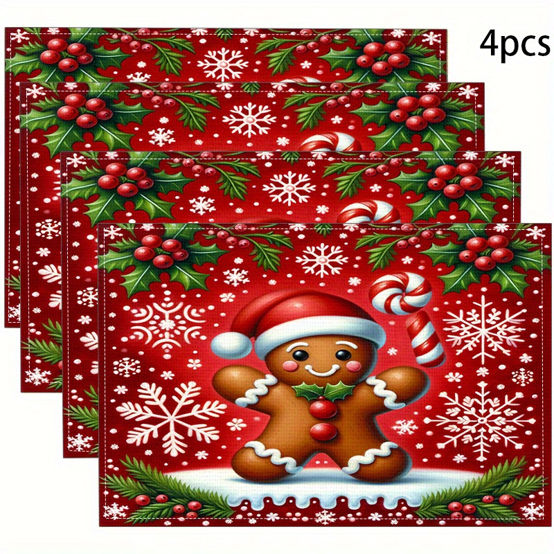 

4pcs Christmas Placemats, Man & , 100% Table , , For Dining Table Decor
