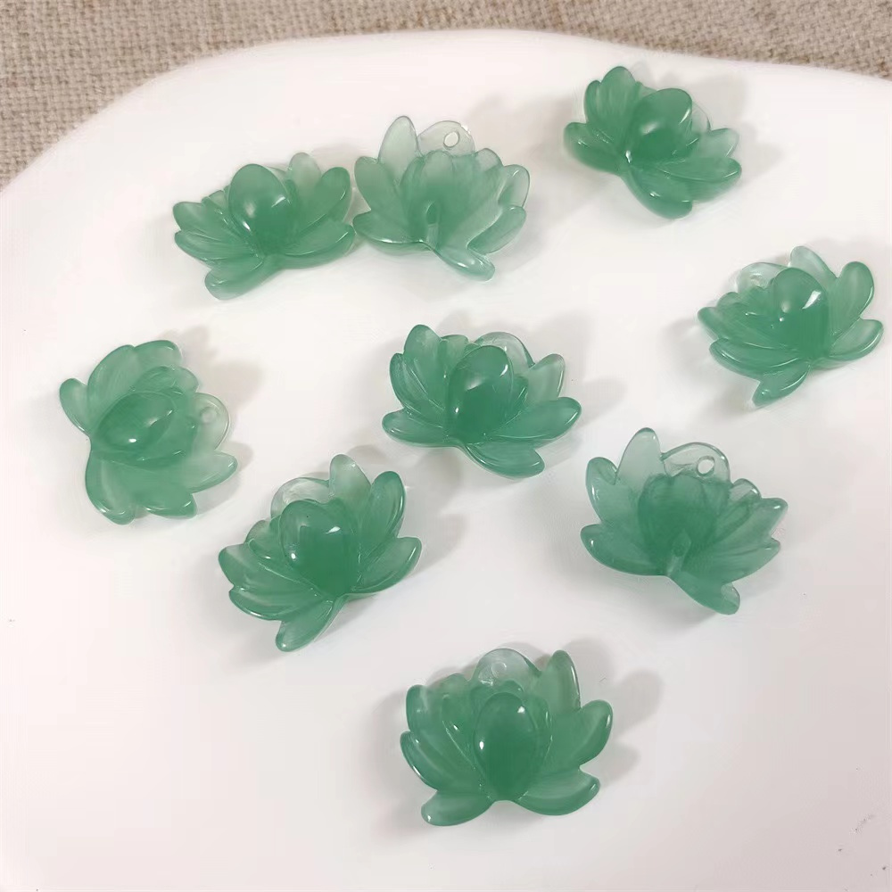 10pcs Elegant Green & White Lotus Charms for DIY Jewelry
