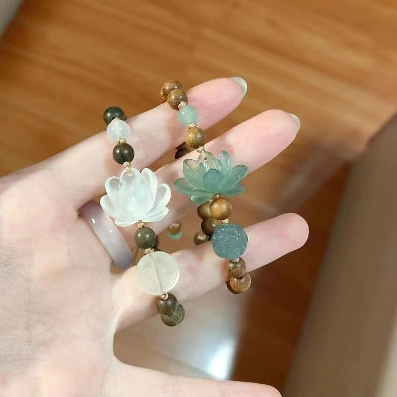10pcs Elegant Green & White Lotus Charms for DIY Jewelry