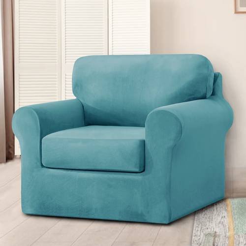 velvet fully wrapped sofa cover set for 1 seater 3pcs stretchable t shaped slipcover furniture protector with adjustable elastic straps complete protection for your couch