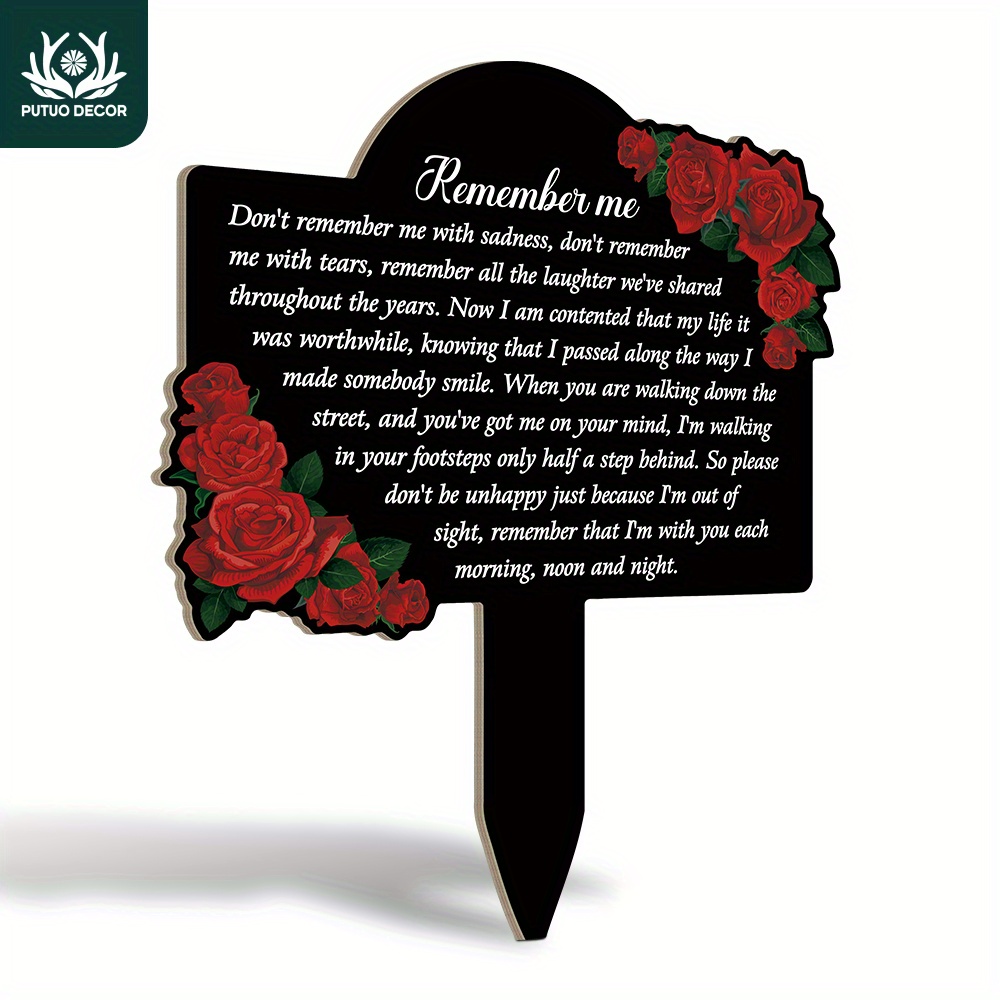 

1pc Putuo Decor Memorial Garden Stake - Manufactured Wood Outdoor With Clip Attachment, Holiday Remembrance Sign For Home, Farmhouse, Lawn, Patio, - No Electricity Or Battery Needed, Decorations