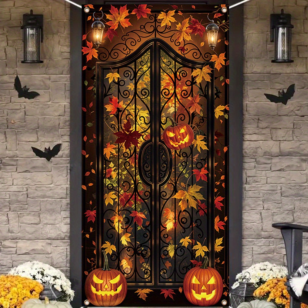 

Front Door Banner Decoration - Large Polyester Door Cover With , Fall Maple Leaves, For Home Parties, Carnivals, Entryway Decor - No Electricity Needed For All Season Festive Celebrations