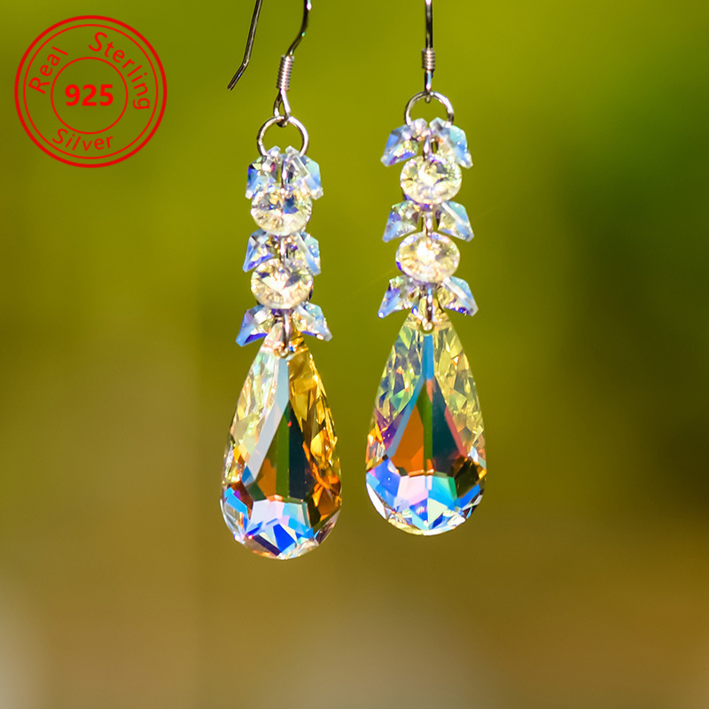

A Pair Of And Creative Artificial Crystal Geometric Hook 925 , Birthdays Or Any Special As A Gift.