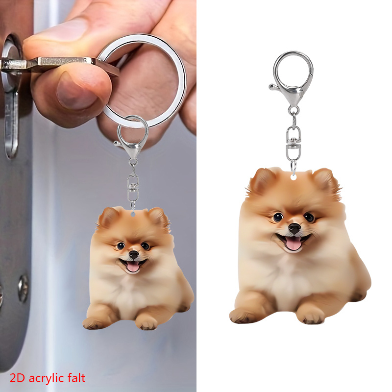 

Pomeranian Dog Acrylic Keyring - Double-sided 2d Cartoon Design - Cute Animal Keychain Pack For Pet Lovers - Durable Key Ring Accessory - Novelty Gift Idea For Puppy Enthusiasts