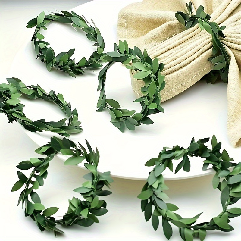 

12pcs Green Rattan Napkin Rings - Farmhouse, Wedding, Birthday Parties & More - Durable Plastic Table Decorations