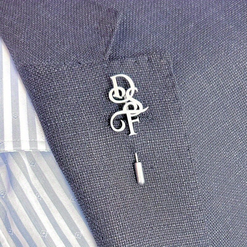 TEMU Personalized Letter Brooch - Custom Engraved Elegant Bohemian Style Unisex Badge, High-quality Metal Gift For Father's Day, Weddings, Birthdays,