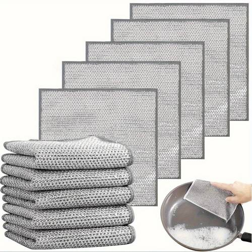 10 steel wires dishwashing cloth metal wire scrubbing cloth grid that does not damage cleaning cloth for kitchen stove pot cleaning cloth for removing stains special purpose