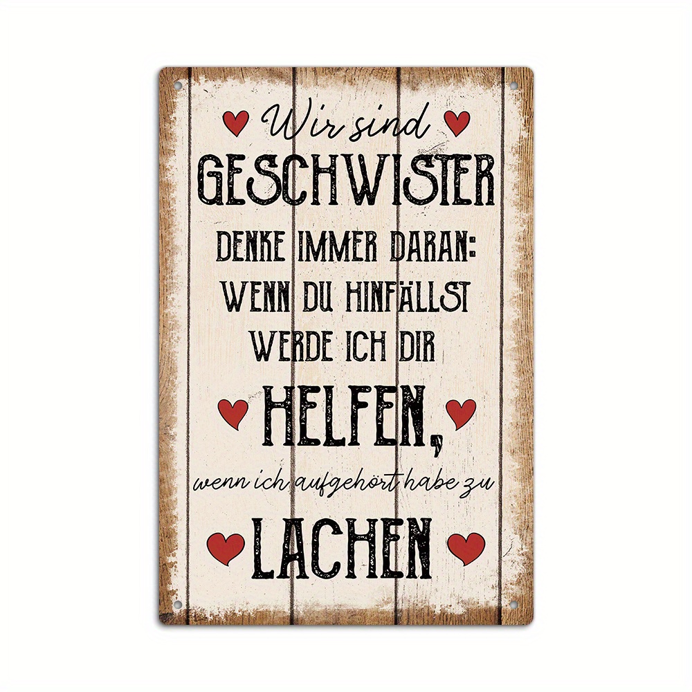 Image of Putuo Decor 1pc German Vintage Metal Tin Sign, Remember: When You Fall, I Will , When I Stop Laughing, Wall Art Decor For Home Room, Gift