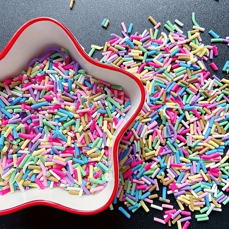 

200g Pvc Simulation Rainbow Sprinkle Confetti - Fake Candy Needle Chocolate - Polymer Clay Slices For Nail Art, Diy Crafts, Cake Decoration, And Phone Case Embellishments