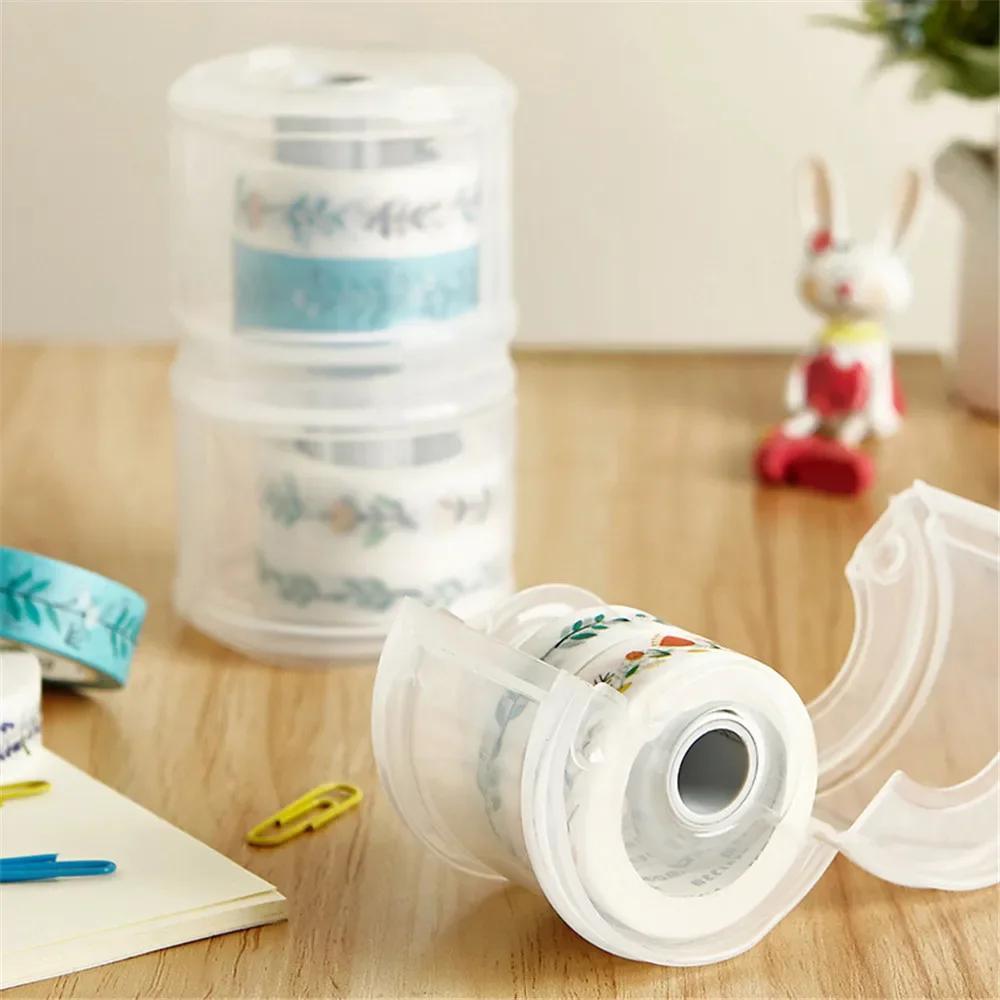 

Creative Round Tape Cutter Stationery Transparent Tape Storage Box With Cutter Tape Cutting Finishing Box Dispenser